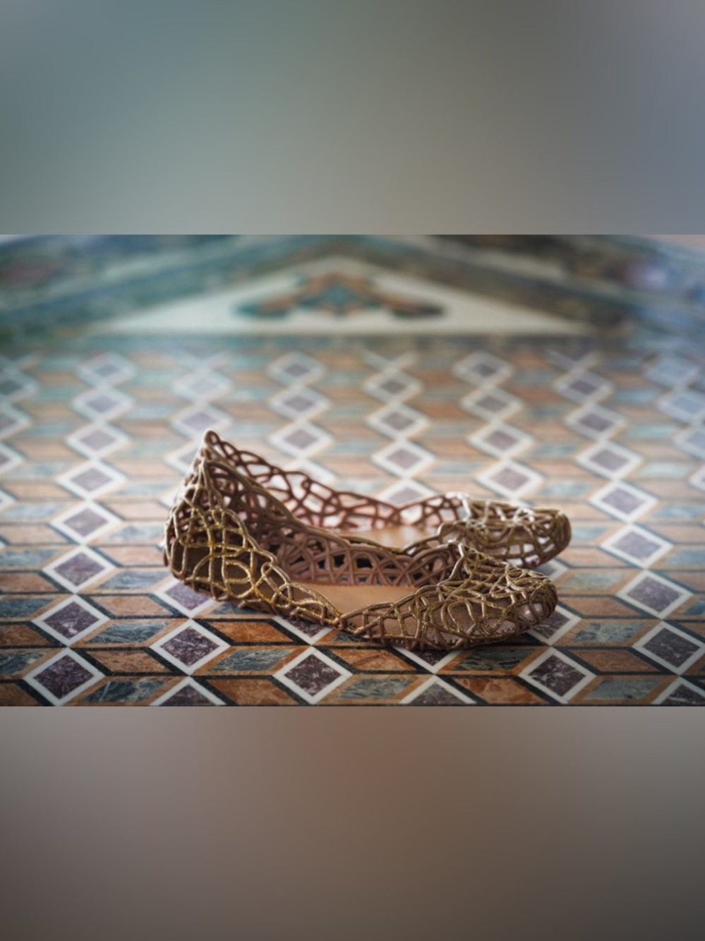 Vivienne Westwood Womens Ballet Flats, Clear Jelly Flat Shoes, Fishnet Ballerina